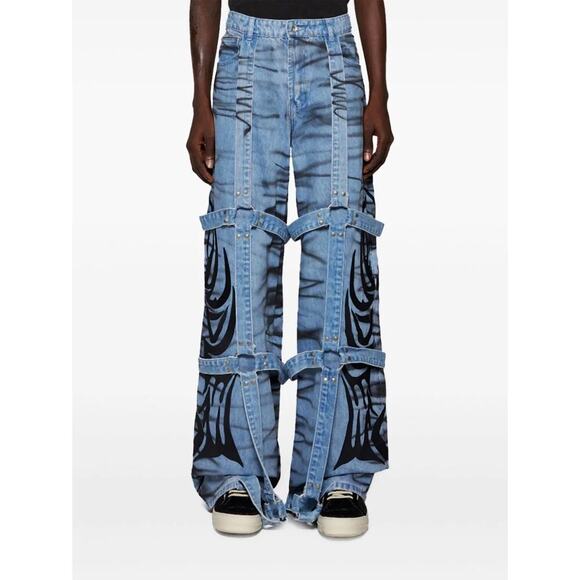 Who Decides War by Ev Bravado Multi Dyed Bondage Jeans Size 30 - Picture 5 of 14